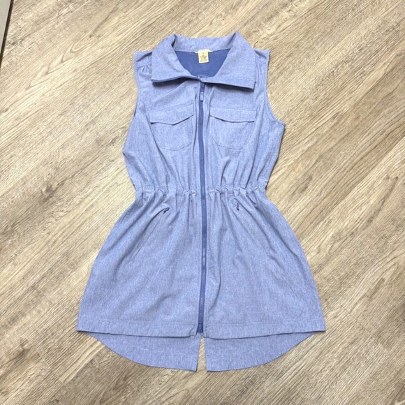 Duluth Trading Co Jackets & Blazers - Duluth Trading Co Sol Survivor Tunic Vest Blue Stripe Full Zip Utility Size S